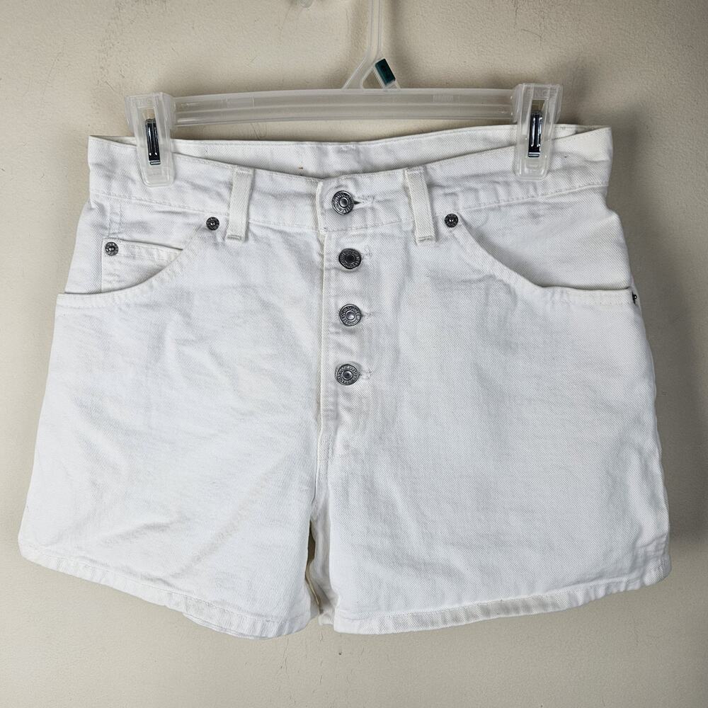 vtg 90s Levis 950 Jeans Shorts Women 9 Jr High Rise White Relaxed Fit USA